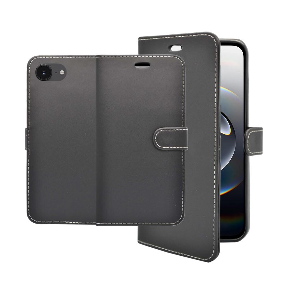 (Black) For iPhone 16e Wallet Flip PU Leather Phone Case