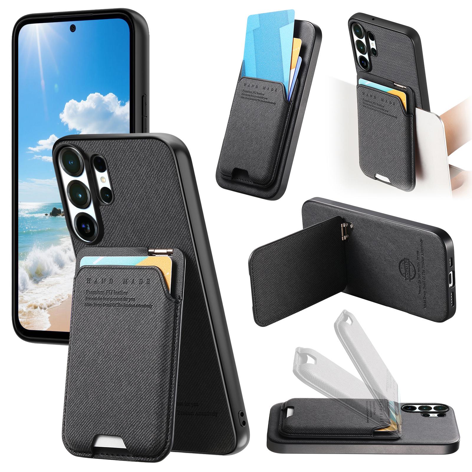 

Business Carbon Fibre Vertical Cards Solt Wallet Case for Samsung S26 S25FE Ultra S24 Plus S23 S22 S21 Kickstand Phone Cover Galaxy S26 Ultra чорний