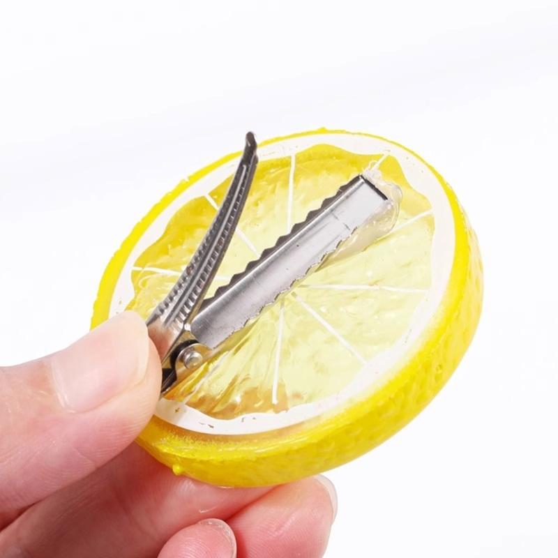 3pcs Lemon Slices Hair Clip Cosplay Halloween Hair Barrettes Realistic Hairpin for Stylish Hairstyles
