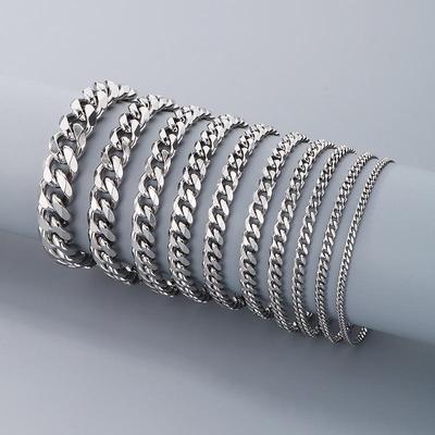 Unisex Stainless Steel Cuban Chain Bracelet - Trendy Hip-Hop Fashion Jewelry