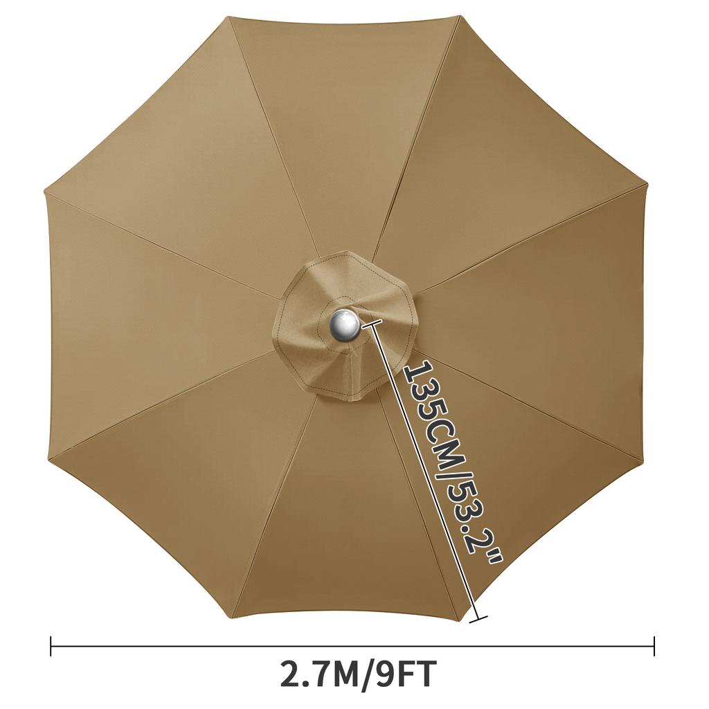 Waterproof Replacement Umbrella Cloth 2/3M Patio Parasol Cover UV-Anti Canopy Cover Replacement Parasol Cover for Balcony Garden