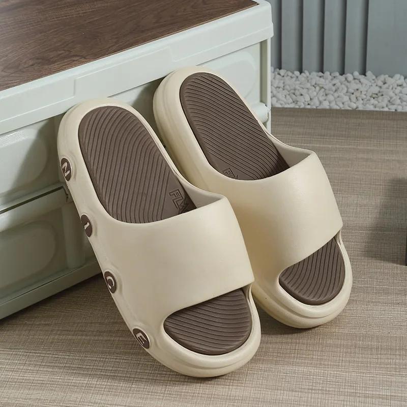

Fashion Thick Platform Bathroom Home Slippers Women Plus Size Soft Sole Eva Pillow Slides Woman 2025 Summer Non Slip Beach Flip Flops 44-45 хаки