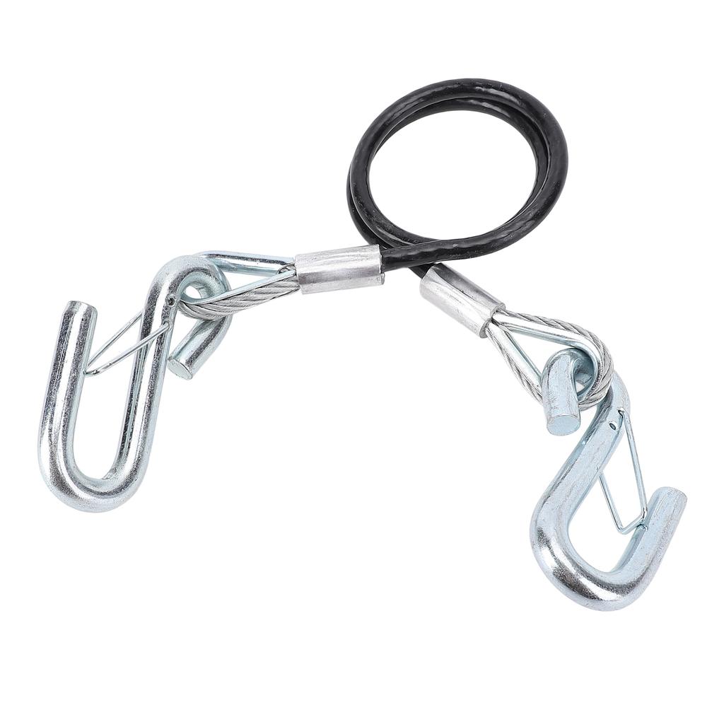 Trailer Safety Towing Cable With S Hook 3500lbs Load Bearing 27.6in Maximum Extension Length Spring Towing Rope For RV