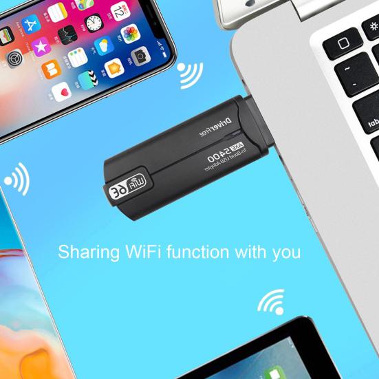 Wireless USB Wi-Fi Adapter Driver Free 6E Network Compact Size Portable Plug-Play Dual