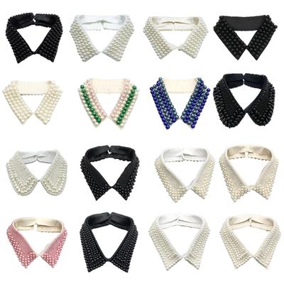 M7DD Fashionable Imitation Pearls Beaded False Collar for Women Casual Formal Wear Detachable Choker Shirt Insert Collar Lapel