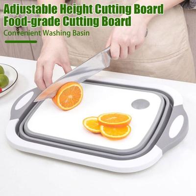 Grande tagliere pieghevole, contenitore per griglia, stazione di preparazione della cucina 2 in 1 con coperchio scolapasta, cestino salvaspazio per lavare le verdure per barbecue e picnic