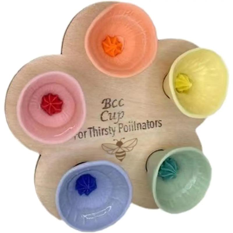 

1 шт. поилка для пчел, пчелиные чашки для сада, жаждущие опылители, которым нужен напиток, красочная мини-поилка для садовых веранд