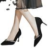 Suede Shallow Women Shoes Crystal Pointed Toe High Heels Elegant Pumps 2025 Trend Fashion Dress Party Winter Mujer Zapatillas
