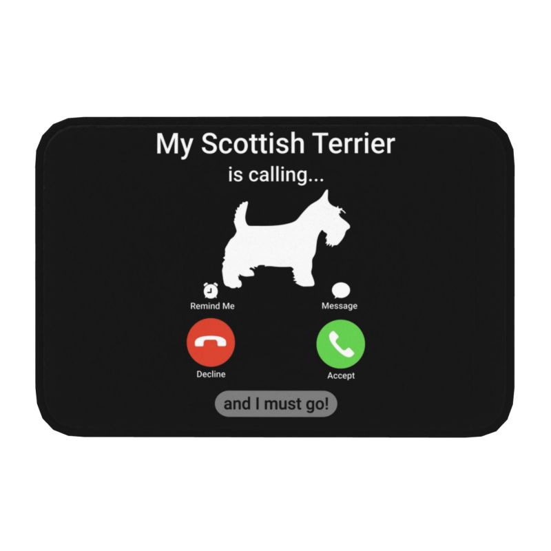 Tapis de porte personnalisé Tartan Vogue Chien Scottie Antidérapant Scottish Terrier Tapis de cuisine salle de bain chambre 40*60cm 40cmx60cm