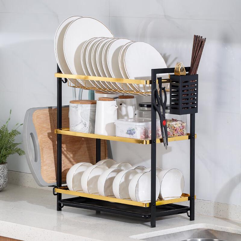 ZISHI 2-Tier Kitchen Dish Drainer with Chopstick Holder