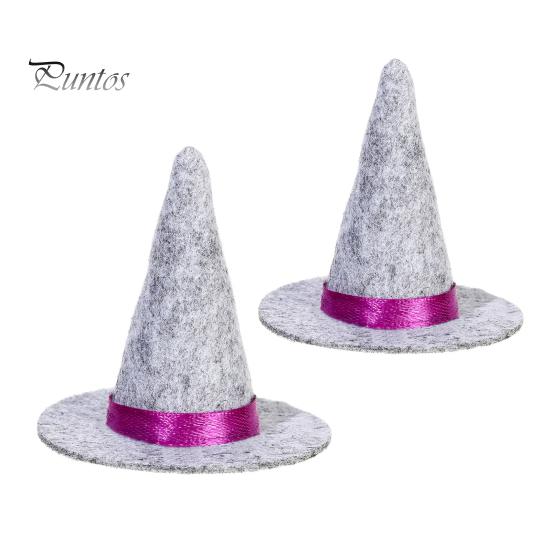Handmade Ribbon Witch Hat Crafts 2 Pcs Mini Felt Hats, Cute Tiny Wizard Wine Halloween Decorations Bottle Topper for Party Favors, DIY Crafts,