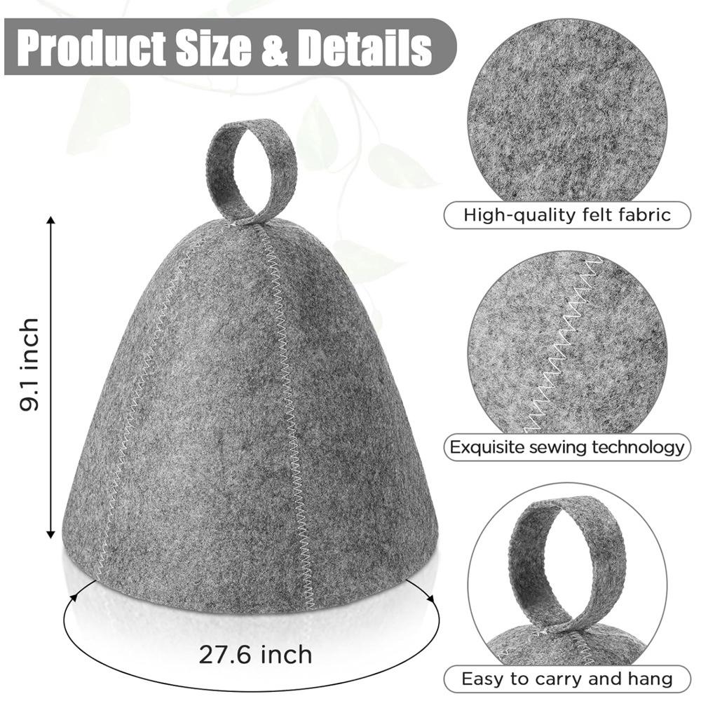 10PCS Felt Sauna Cap Fashionable And Simple Gray Absorbent Dry Hair Cap Hot Spring Bathroom Sauna Felt Cap