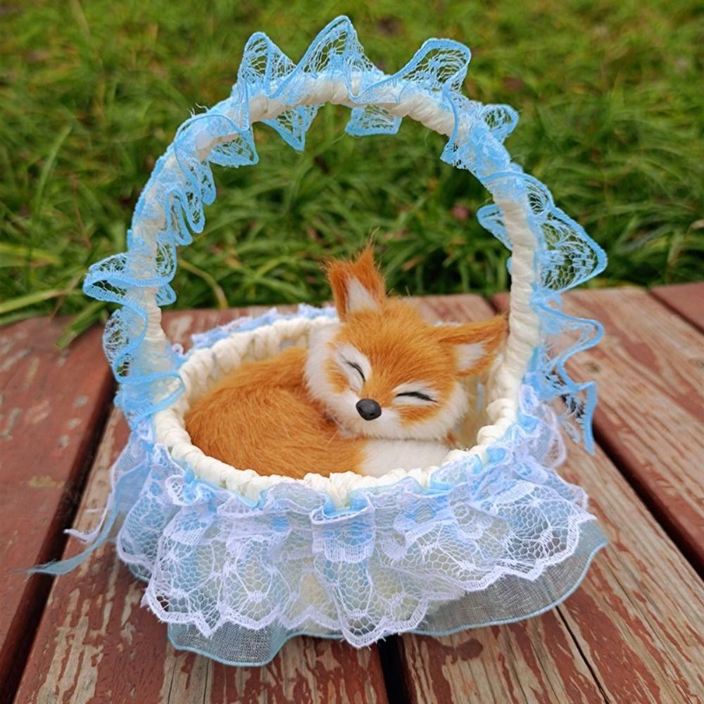 Miniatures Plush Bunny Toy Figurines Plush Sleeping Cats Simulation Rabbits Toy  Car Ornaments