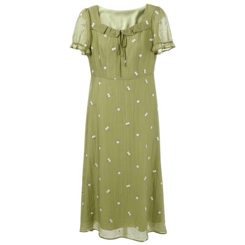 Sancai Plus Size Lyocell Floral Embroidered A-Line Dress L