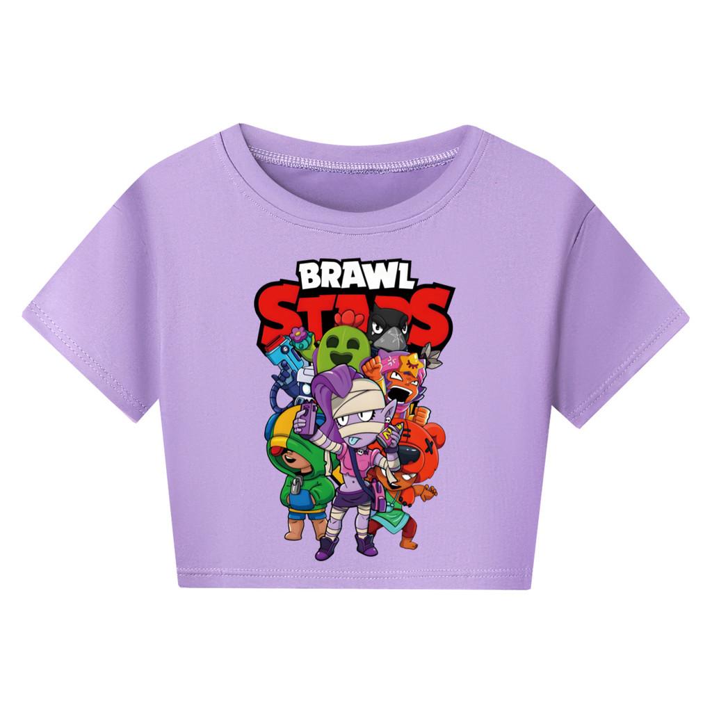 4094 Kid Girls Brawl Stars Print Short Sleeves Short T-Shirt