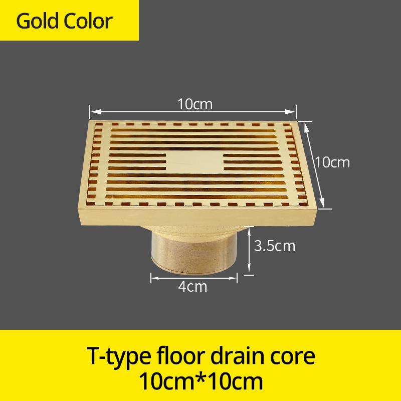 Drains 10*10cm Solid Brass Chrome Silver Shower Drain Bathroom Square Cover Anti-odor Hair Strainer Balcony Floor DrainBS-8109A
