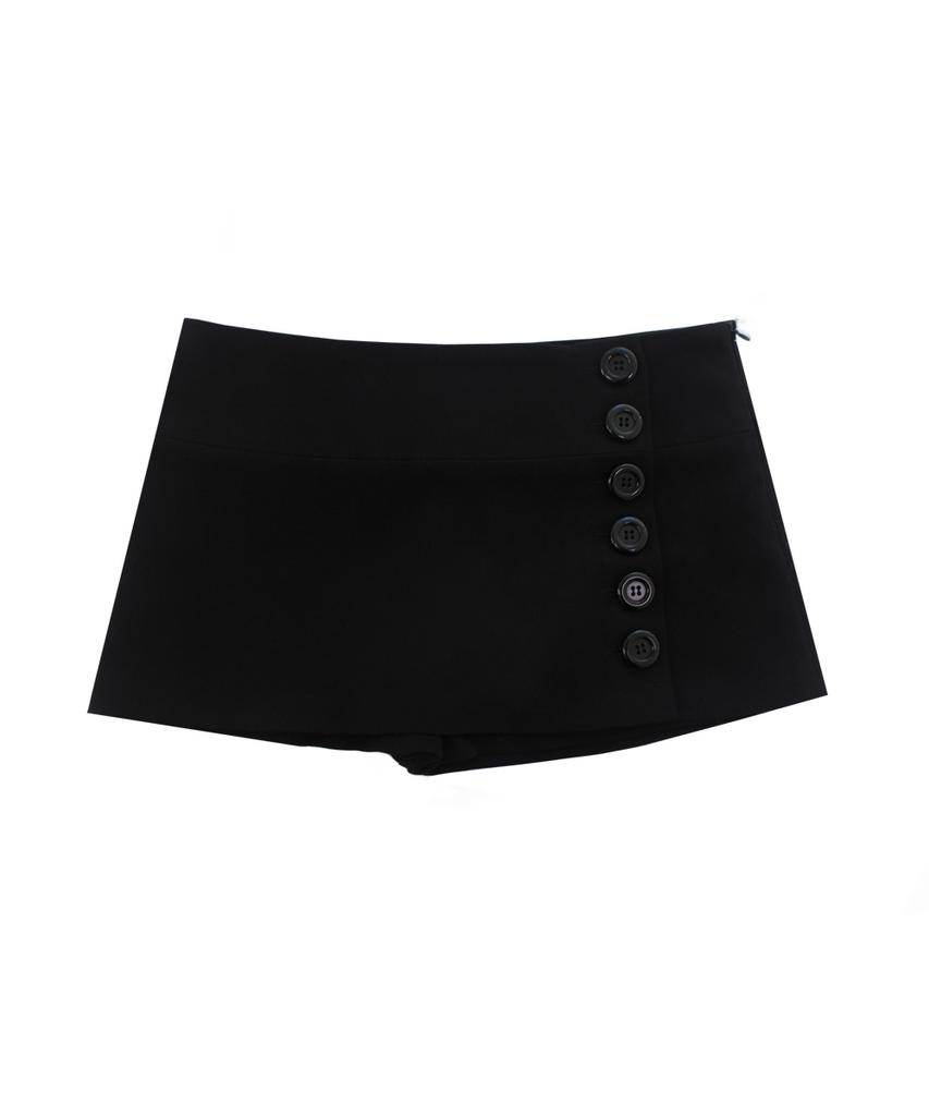 Miae Classic Button Pants Skirt - Black