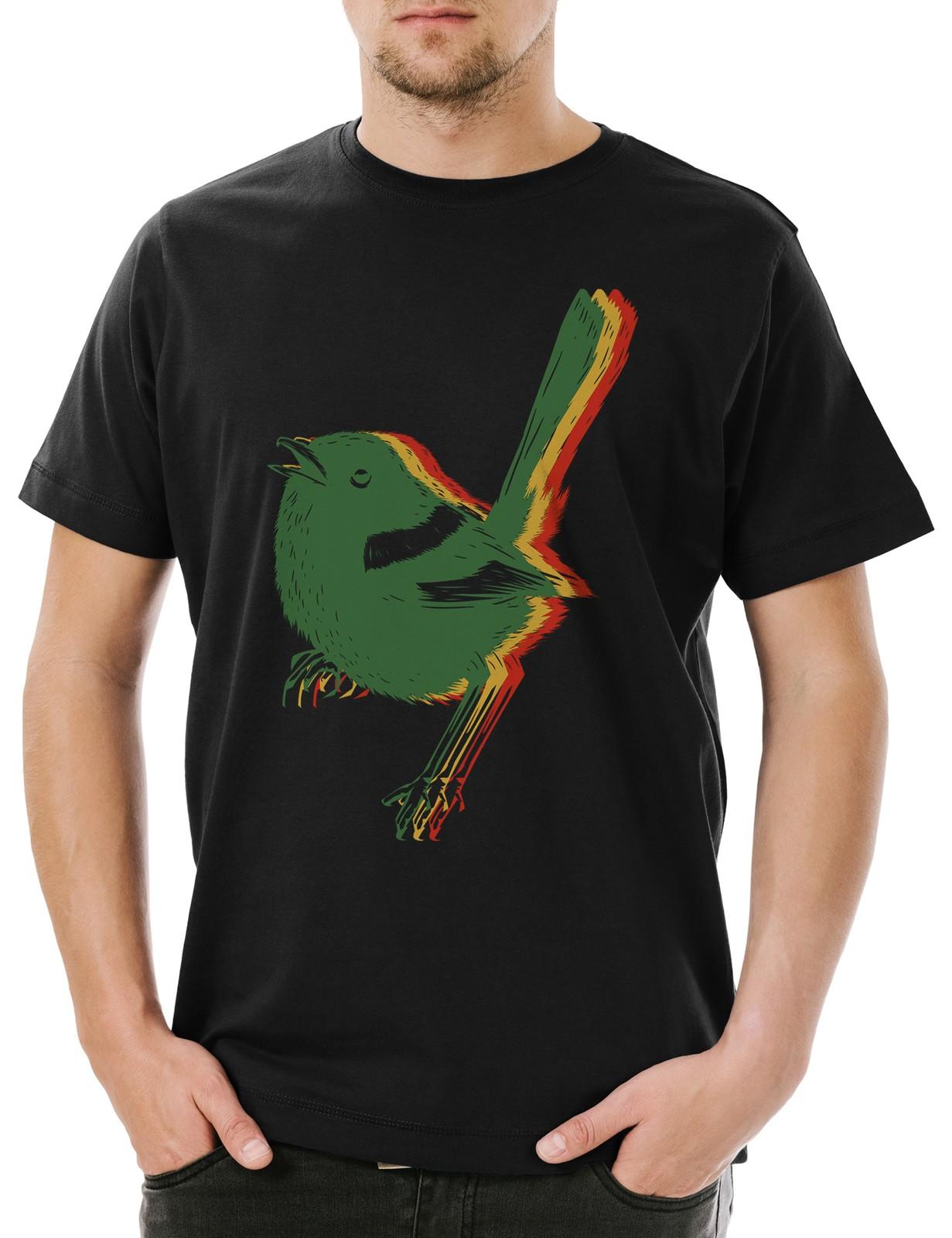 Reggae Bird Herren T-Shirt Mens Womens Tees Top Rastafari Jah Irie Zion Reggae Babylon Haile Selassie 2XL