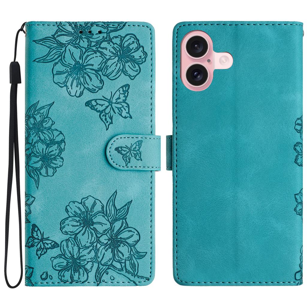 For iPhone 17 Case Butterfly Flower Pattern Skin-Touch Leather Phone Cover