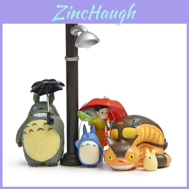 Cartoon Under The Street Lamp My Neighbor Totoro Resin Figurine With Umbrella Creative Decor For Gift And Collectors