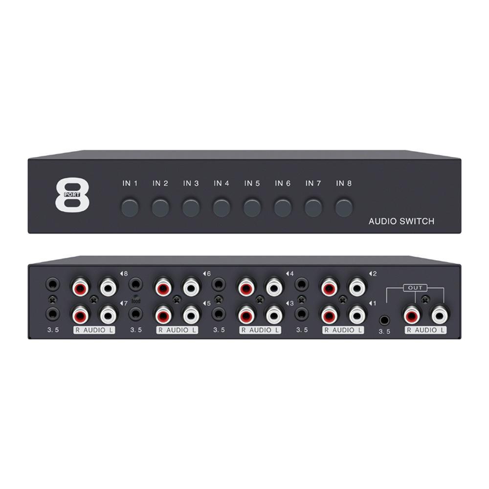 Tongli 4x1 Audio Switcher: 4-Port Sharing Device with Lotus RCA & 3.5mm Stereo Interface