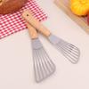 Stainless Steel Slotted Turner Fish Frying Shovel With Wooden Handle Fan-Shaped Shovel Household High-Temperature Frying Shovel