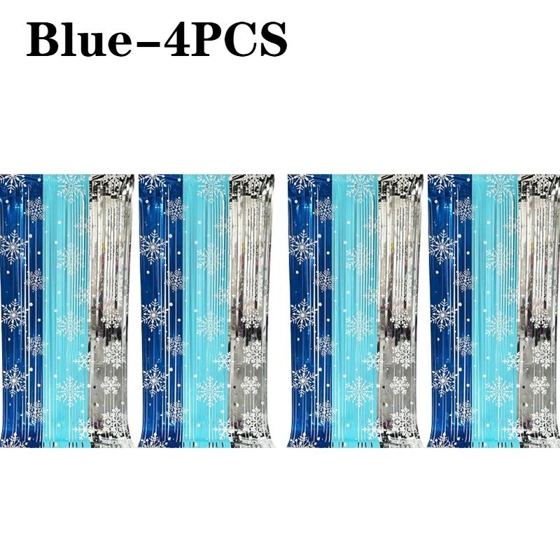 1-10PC Snowflake Tinsel Curtain Christmas Eve Party Decoration Metallic Foil FringeBackdrop for BirthdayWeddingPhotography Props