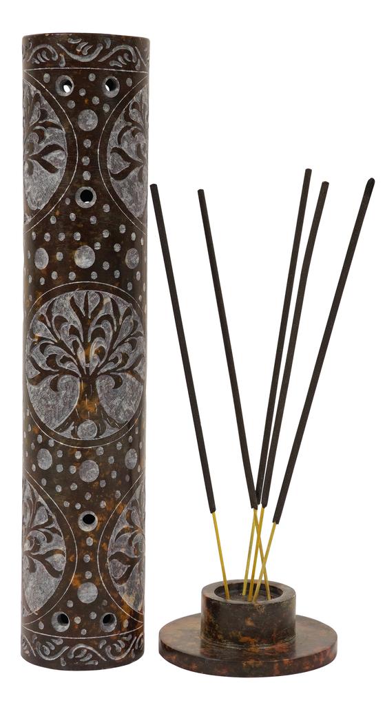 IBA Indianbeautifulart Ručně vyráběný kamenný hořák na vonné tyčinky | Držák na svíčku | Hořák na čajovou svíčku, perfektní vyřezávání stromu pro darování