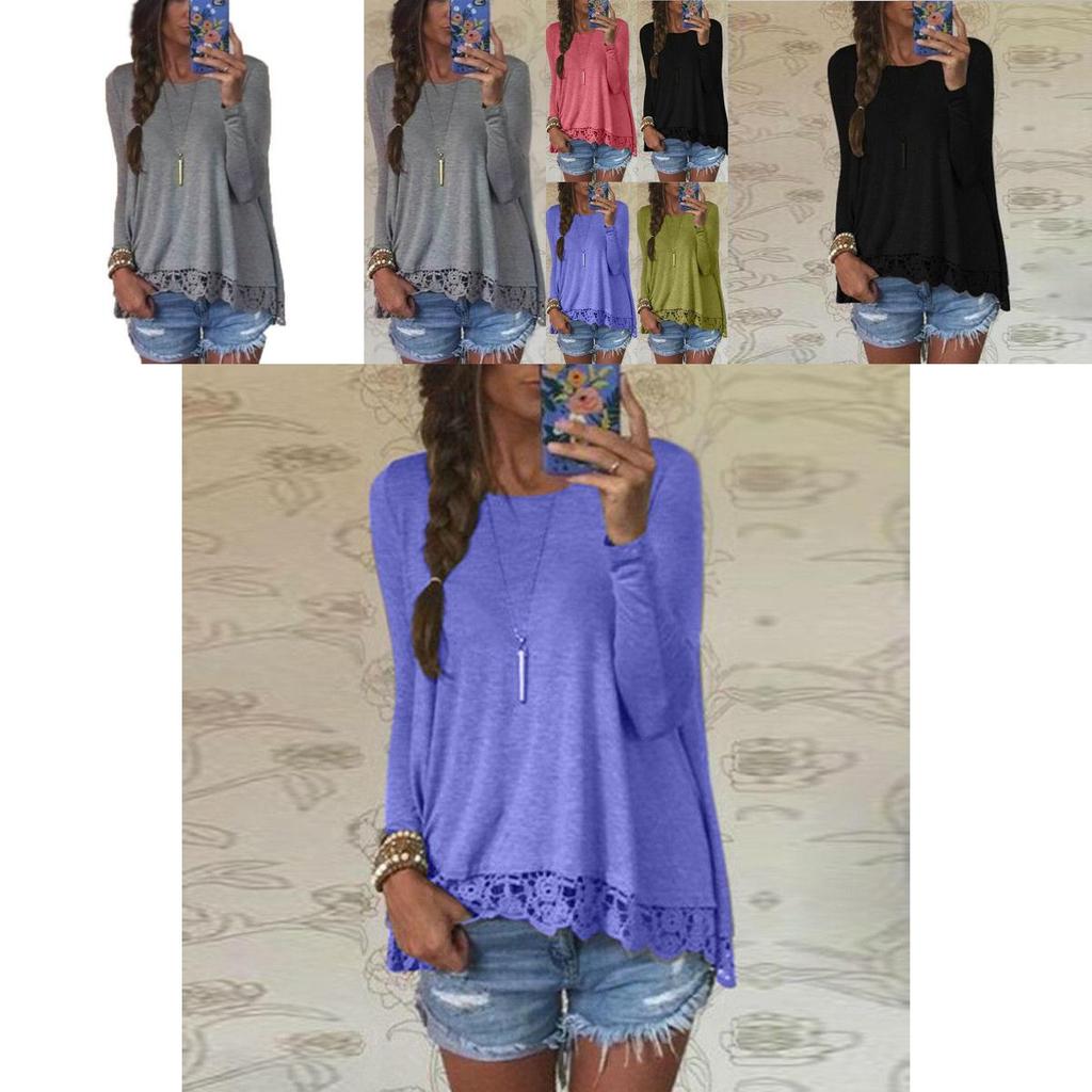 Soft And Breathable Femme Blouse Manches Longues With Beautiful Lace Design In Cotton Blend