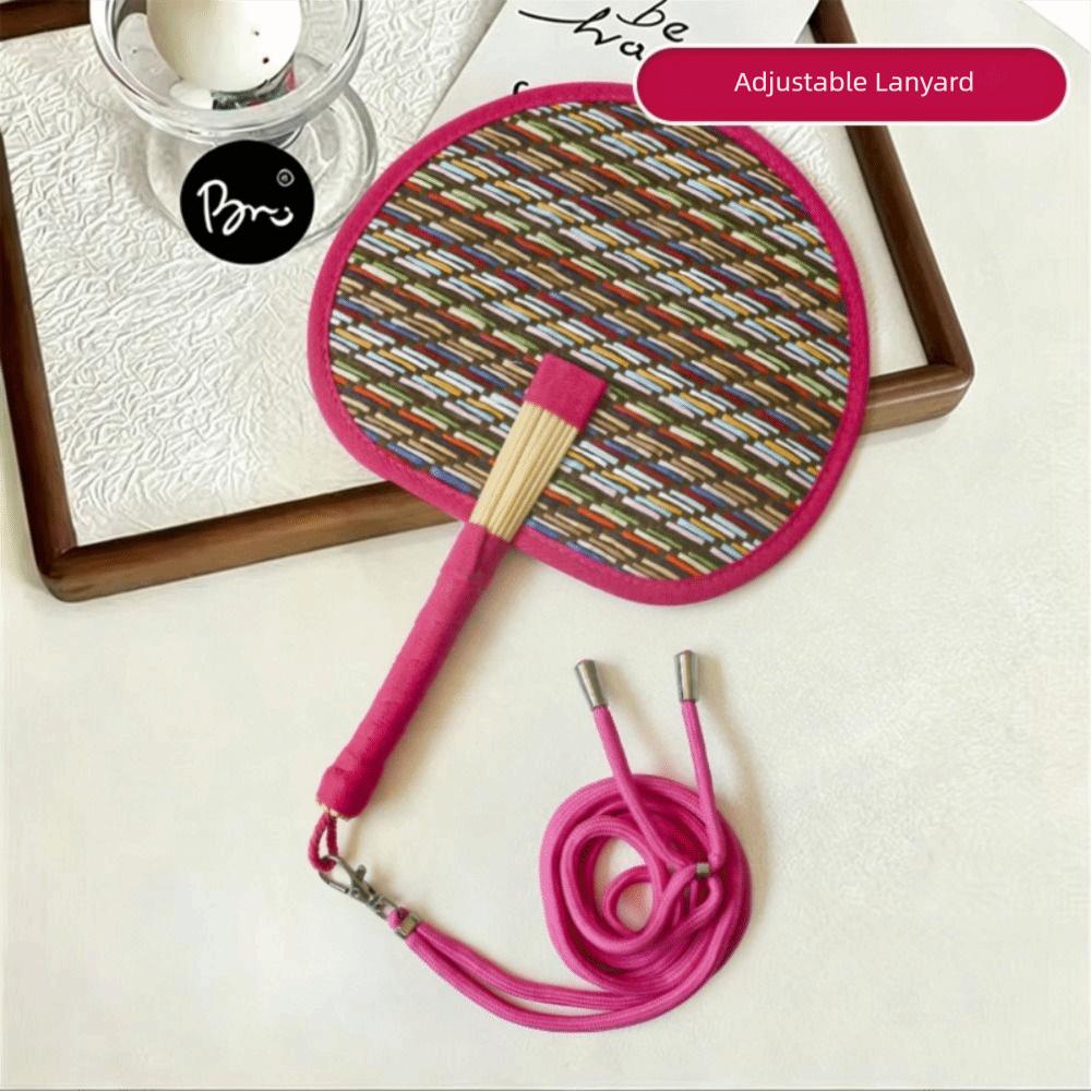 Round Straw Hand Fan Handmade Cute Woven Fan Lightweight Handwoven Fan Photo Prop