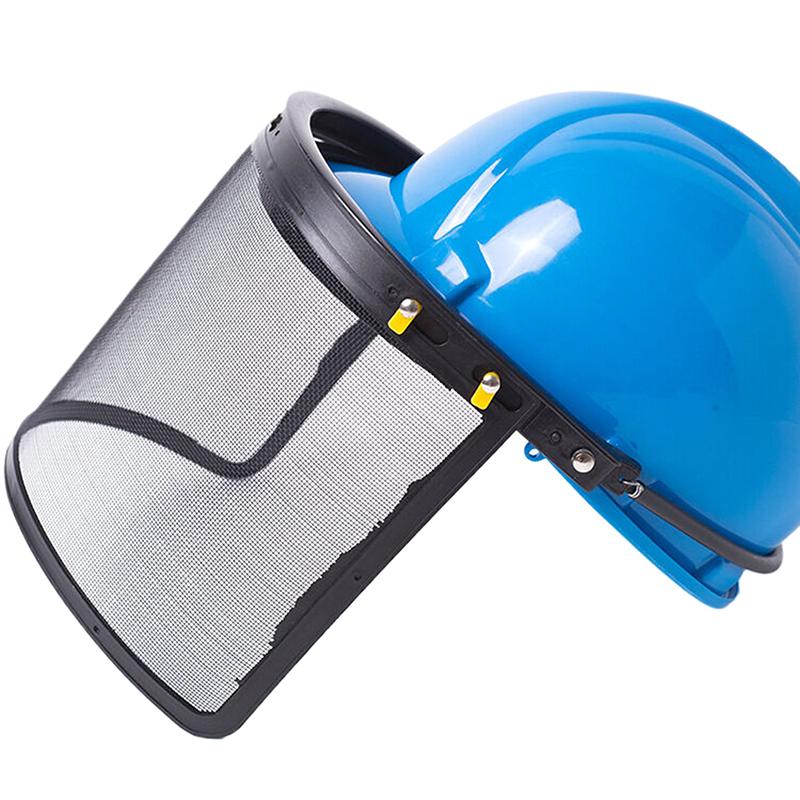 1Pc Garden Grass Trimmer Safety Helmet Hat With Full Face Mesh Protective Mask For Logging Brush Cutter Forestry Protection