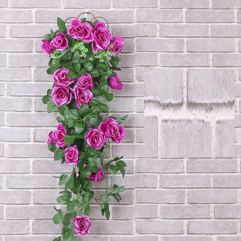 Simulation Flowers Vines Silk Roses Wall Hanging Wedding Decor Artificial Rose Vine Living Room Shopping Mall Decoration Flower