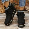 Autumn and Winter New Fringed Boots Women's Fashion Platform Small Wedge Boots Frosted Suede Round-toe Booties
