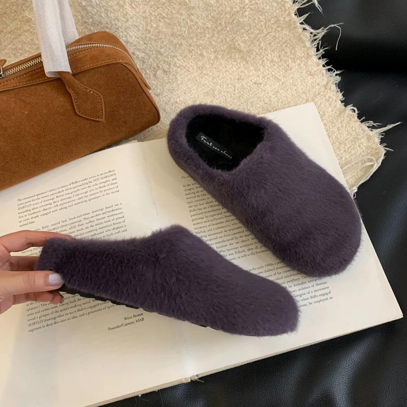Neuer Stil Mode Damen Hauspelz Hausschuhe Rutschfest Weich Warm Haus Indoor Schlafzimmer Paarschuhe Übergröße Zapatos Mujer