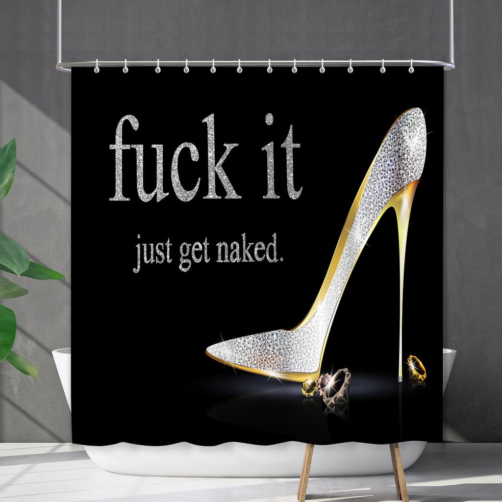Shower Curtain Waterproof And Mildew-Proof 3D Digital Printing High Heels Bathroom Curtain Shower Curtain Partition Non-Punching Curtain