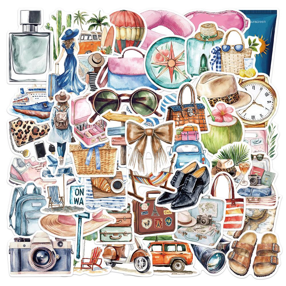 50 Travel Cartoon Stickers for Laptop, Journal, Phone Case, Water Cup, and DIY Decoration