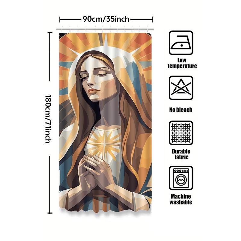Tuniu Elegant Prayerful Virgin Mary Bathroom Shower Curtain Backdrop Divine Art Deco Wall Hanging
