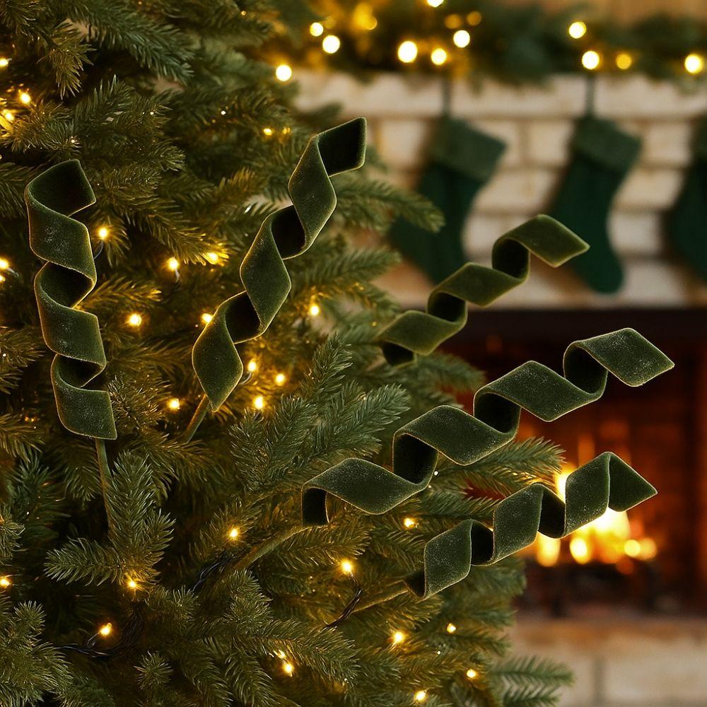 Realistic Christmas Velvet Stem Handmade Xmas Tree Ornaments  Party Supplies