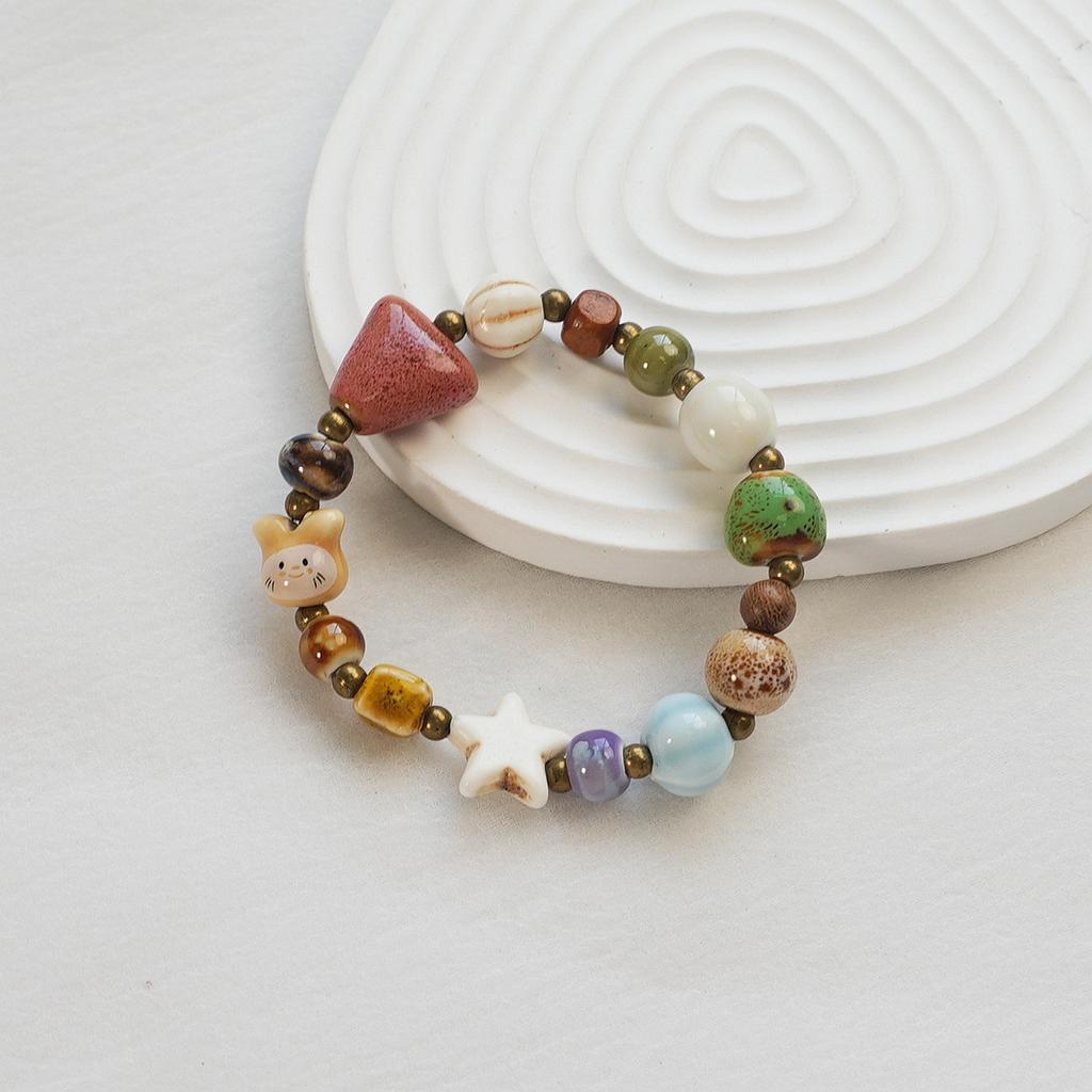 Ceramic beaded bracelet small fresh ancient style national style simple bracelet summer