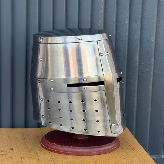 Templar Crusader Knight Helmet Handmade Medieval Steel Wearable Helmet with Free Stand