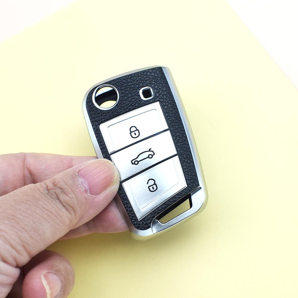 Keychain Leather Tpu Car Key Case Cover For Skoda Octavia Kodiaq Karoq For Seat Ateca For Volkswagen Vw Polo Golf7 Mk7 Tiguan