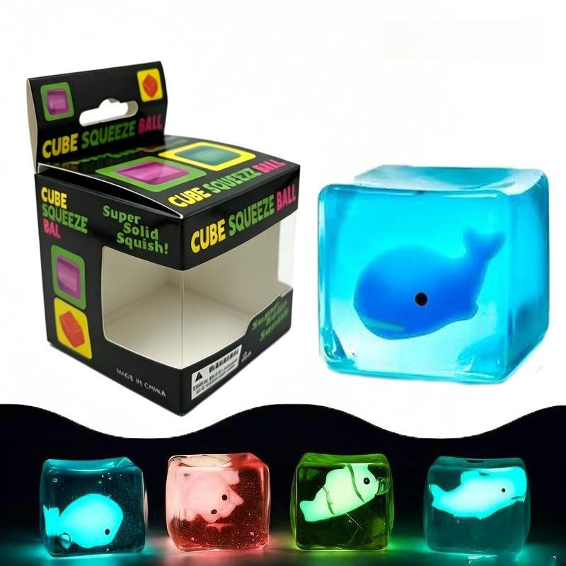 Luminous Maltose Ice Cube Pinch Cube Whale Clown Fish Decompression Release Ball Slow Rebound Toy