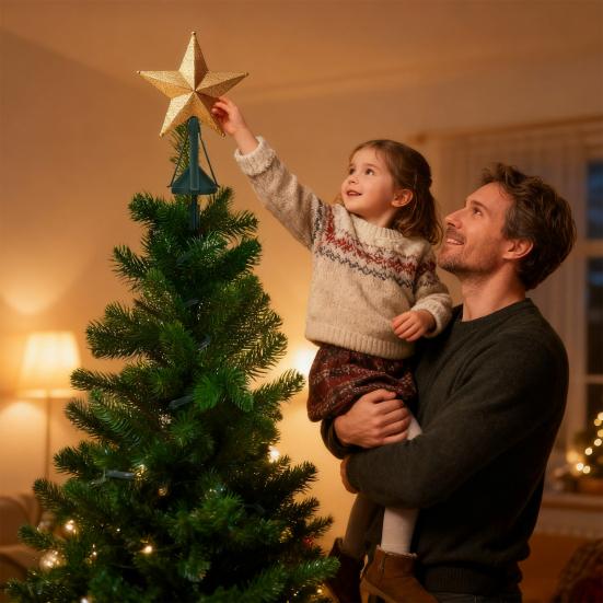 Christmas Tree Topper Holder Universal Twist-on Holiday Tree Topper Stabilizer Metal Green Support Rod with Adjustable Attachment for Stabilizing