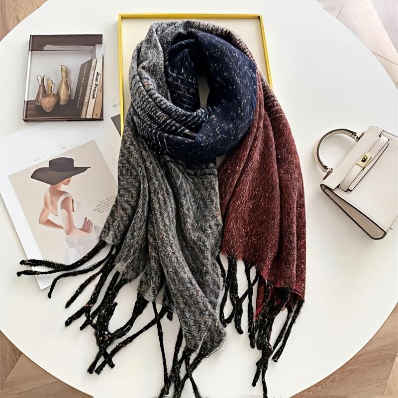 

high quality1pc Women s Gradient Color Imitation Long Scarf, Fashionable and Elegant Warm Winter Shawl, Casual and Versatile Fashion Shawl, Perfect Scarlet Red