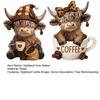 Yousheng 1/2Pcs Coffee Cup Highland Cow Figurine Coffee Bean Highland Cattle Resin Statue Sculpture Decoration Ornament Calf Lovers Gifts