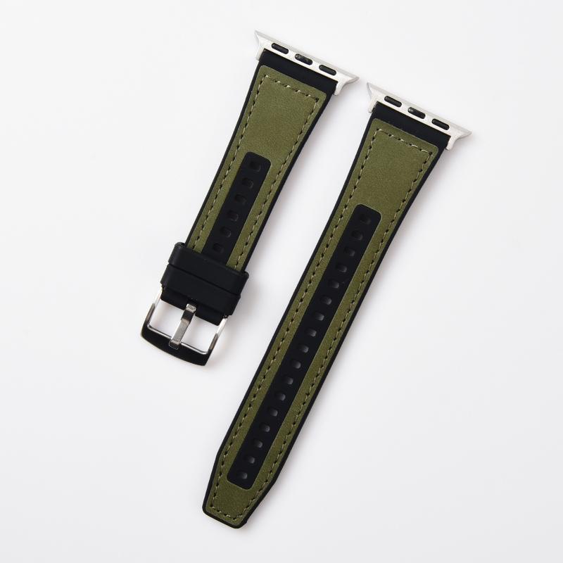 Watchband Silicone+Leather Strap For Apple Watch Band Ultra 44mm 45mm 41 40mm 49 Men Sports Belt Women Wristband for iWatch Series 8 7 9