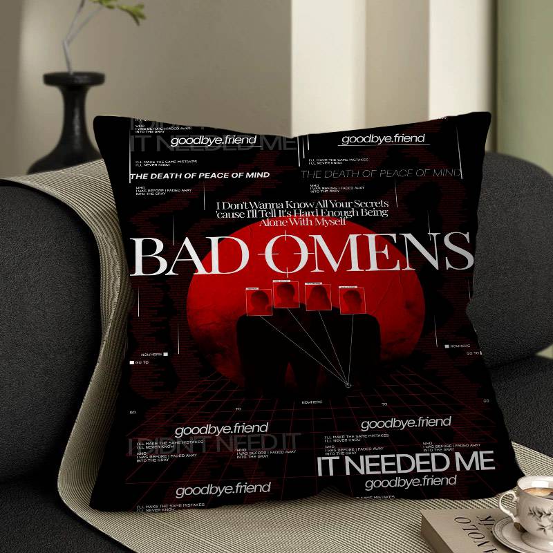 

Rock Band B-Bad O-Omens Cushion Cover Inches Farmhouse Decor Home Throw Pillow Covers for Couch Decorations 12x12Inch