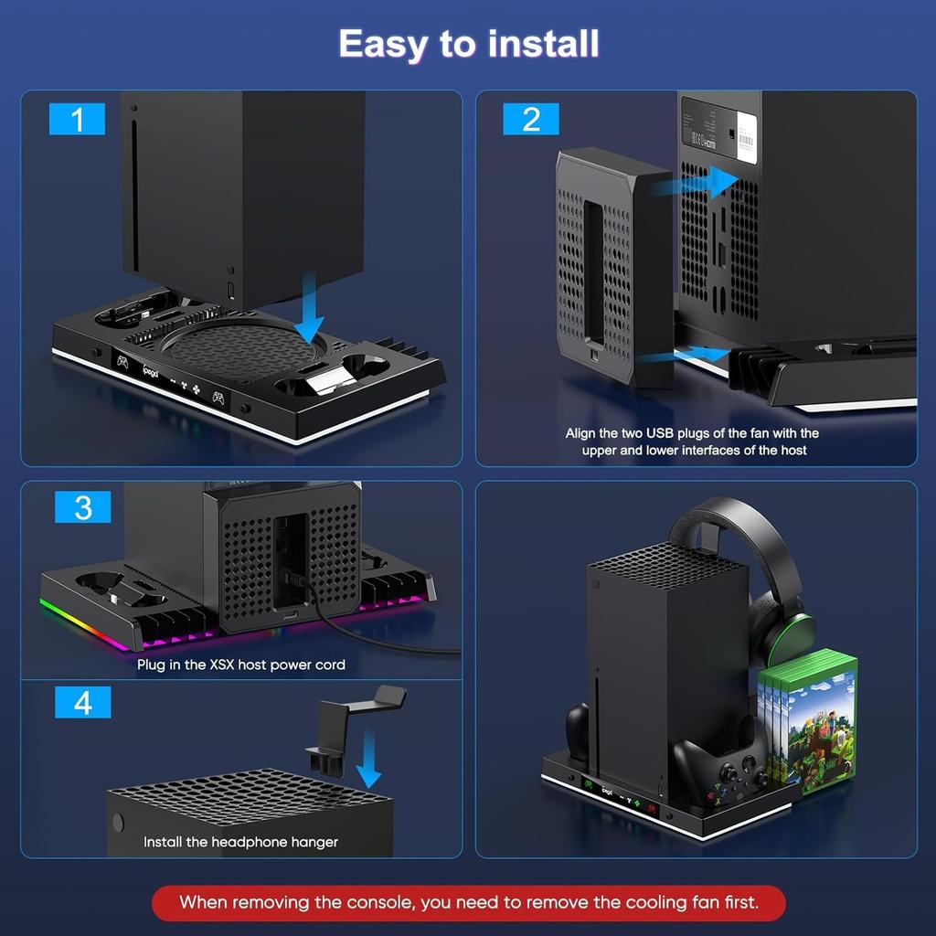 Ulepszona podstawka chłodząca do konsoli Xbox Series X, pionowy dostęp do stacji dokującej do ładowania