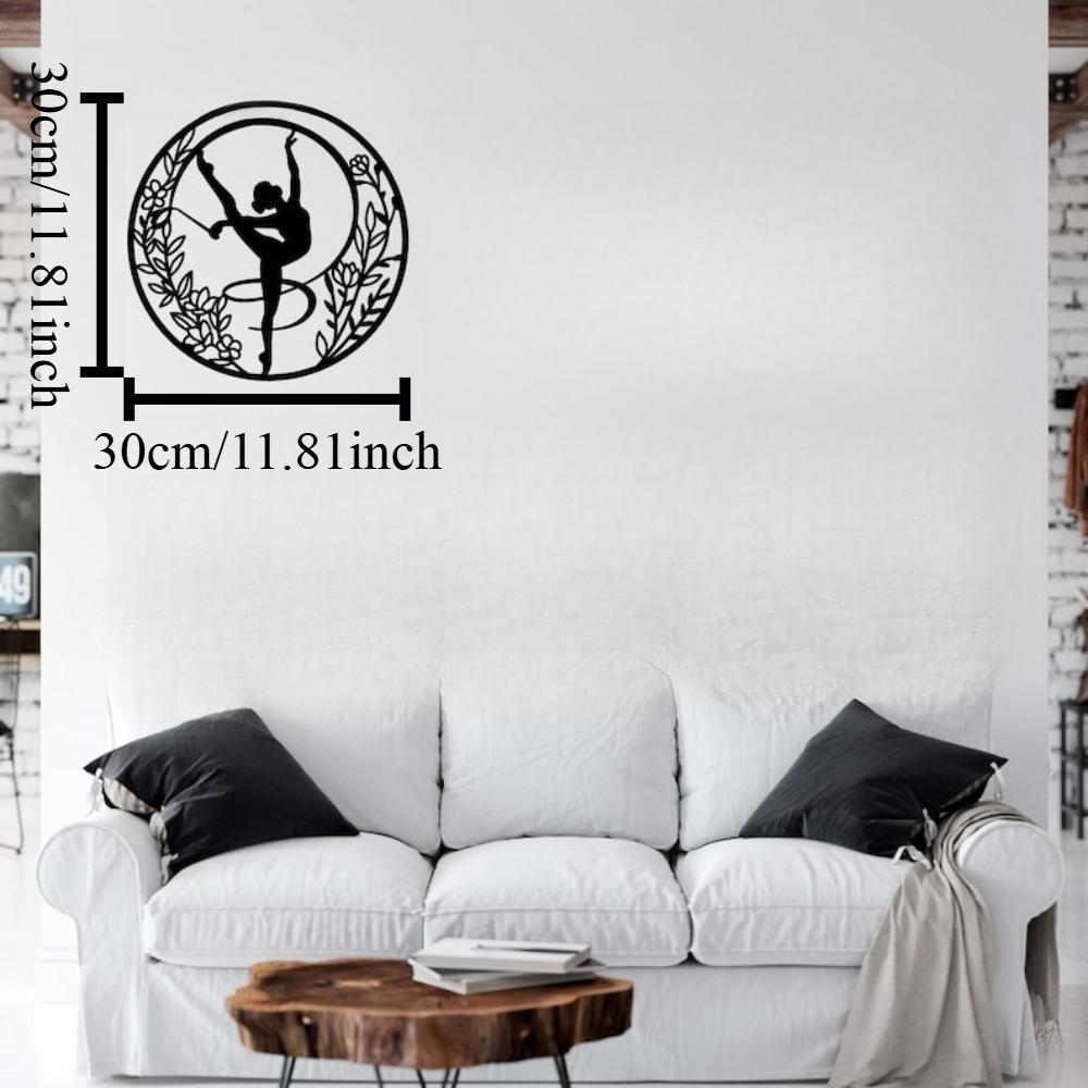 Цветочная Круглая Металлическая Настенная Картина Балерина Танец Домашний Декор 12in чёрный