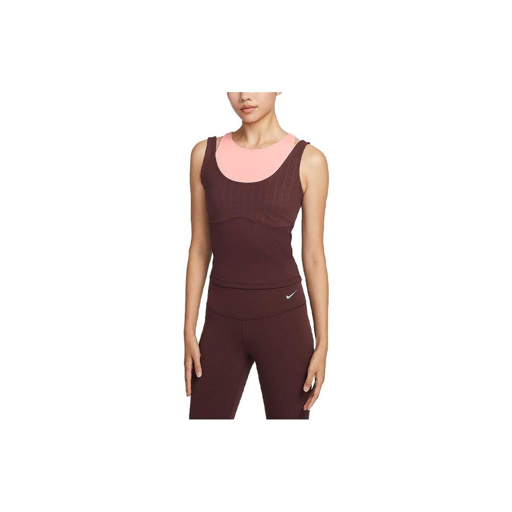 Nike Yoga Dri-FIT Luxe Color Block Quick-Dry Sports Tank Top Women Tops Earth-Brown FB4582-618